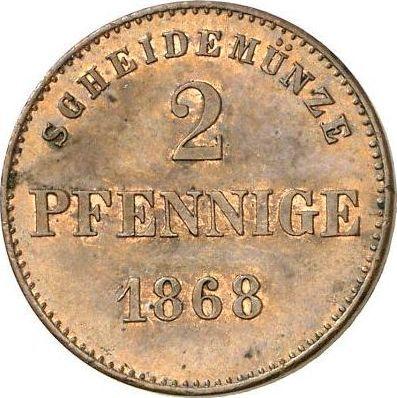 Rewers monety - 2 fenigi 1868 - cena  monety - Saksonia-Meiningen, Jerzy II