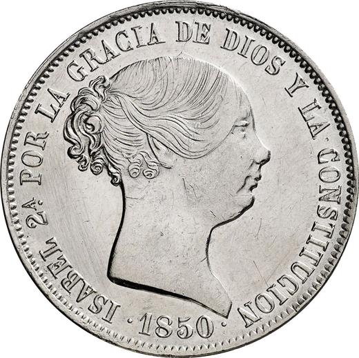 Аверс монеты - 20 реалов 1850 года S RD - цена серебряной монеты - Испания, Изабелла II