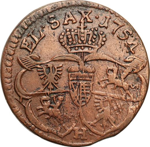 Reverso 1 grosz 1754 "de corona" Letra H - valor de la moneda  - Polonia, Augusto III