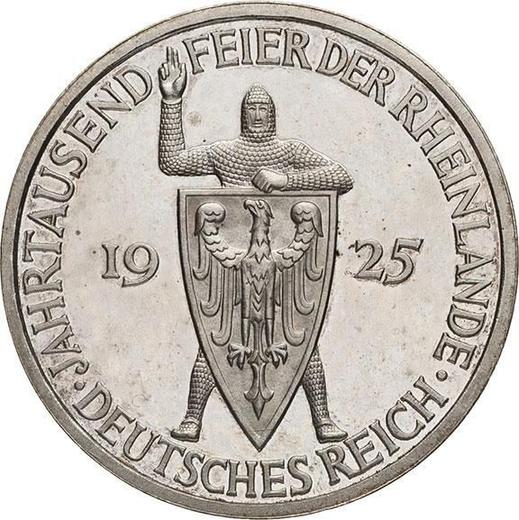 Obverse 5 Reichsmark 1925 E "Rhineland" - Silver Coin Value - Germany, Weimar Republic