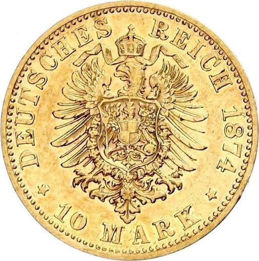 Reverso 10 marcos 1874 B "Hamburg" - valor de la moneda de oro - Alemania, Imperio alemán
