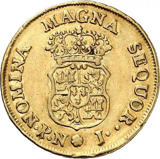 Реверс монеты - 1 эскудо 1768 года PN J - цена золотой монеты - Колумбия, Карл III