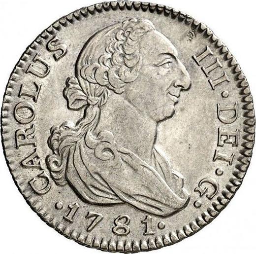 Awers monety - 2 reales 1781 M PJ - cena srebrnej monety - Hiszpania, Karol III