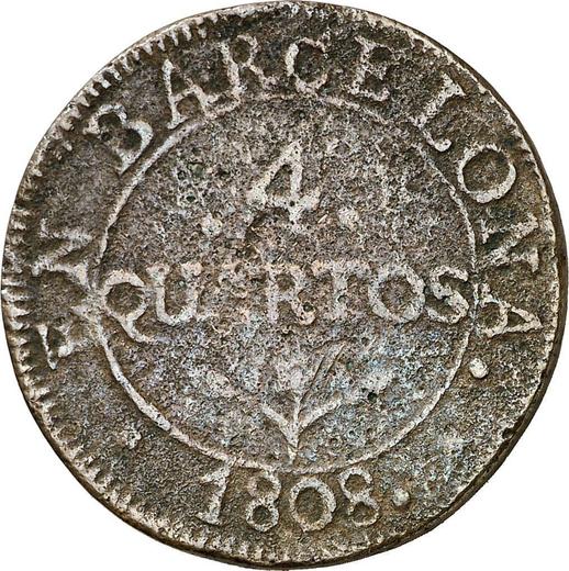 Reverso 4 cuartos 1808 "Fundición" - valor de la moneda  - España, José I Bonaparte