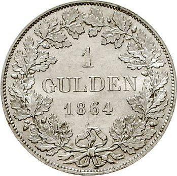 Реверс монеты - 1 гульден 1864 года - цена серебряной монеты - Бавария, Максимилиан II