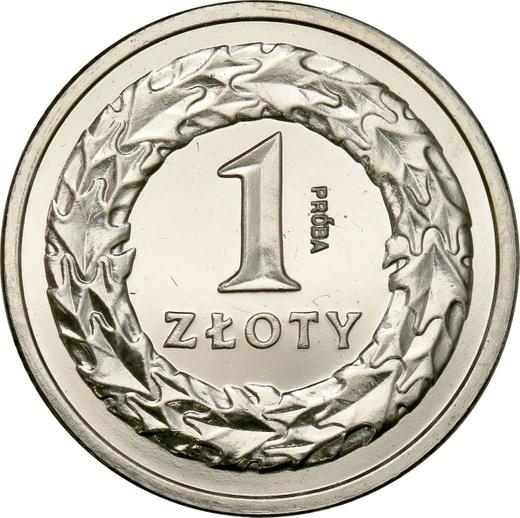 Rewers monety - PRÓBA 1 złoty 1990 Nikiel - cena  monety - Polska, III RP po denominacji