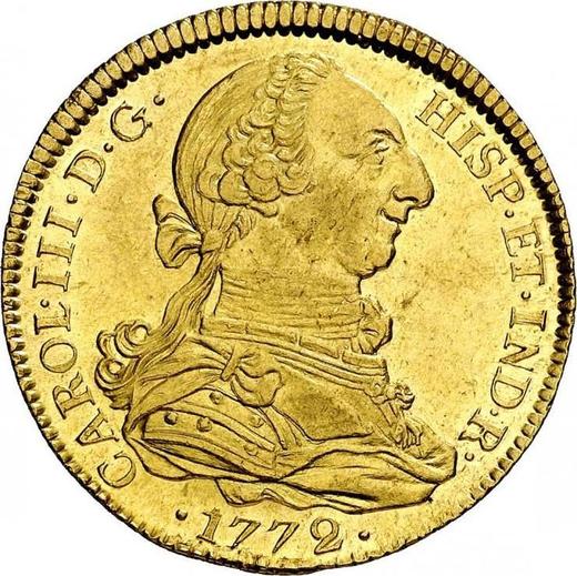 Avers 4 Escudos 1772 S CF - Goldmünze Wert - Spanien, Karl III