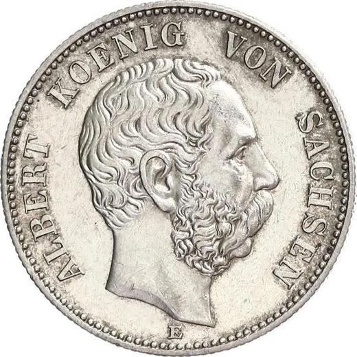 Аверс монеты - 2 марки 1876 года E "Саксония" - цена серебряной монеты - Германия, Германская Империя