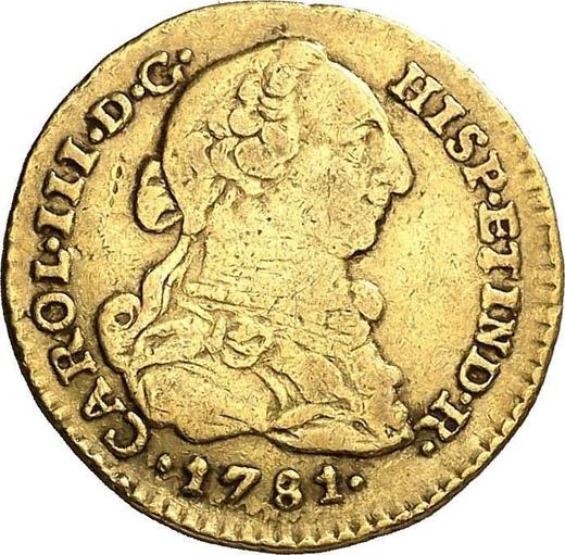 Аверс монеты - 1 эскудо 1781 года NR JJ - цена золотой монеты - Колумбия, Карл III