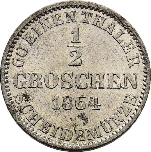 Rewers monety - 1/2 groschen 1864 B - cena srebrnej monety - Hanower, Jerzy V