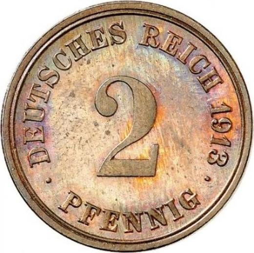 Аверс монеты - 2 пфеннига 1913 года F "Тип 1904-1916" - цена  монеты - Германия, Германская Империя