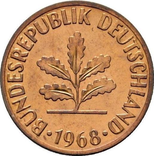 Reverso 2 Pfennige 1968 D "Tipo 1950-1969" - valor de la moneda  - Alemania, RFA