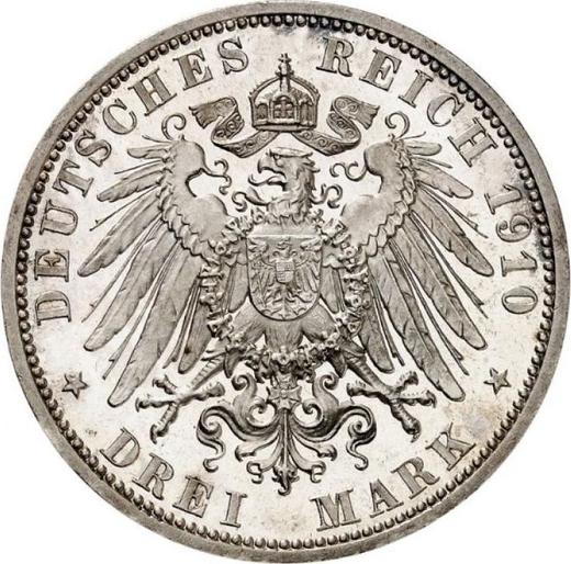 Reverso 3 marcos 1910 A "Lübeck" - valor de la moneda de plata - Alemania, Imperio alemán