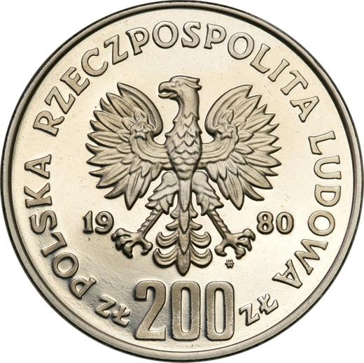 Аверс монеты - Пробные 200 злотых 1980 года MW "Болеслав I Храбрый" Никель - цена  монеты - Польша, Народная Республика