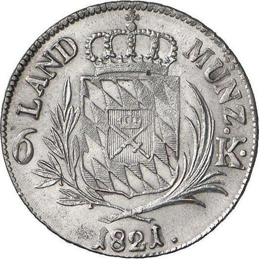 Rewers monety - 6 krajcarów 1821 - cena srebrnej monety - Bawaria, Maksymilian I