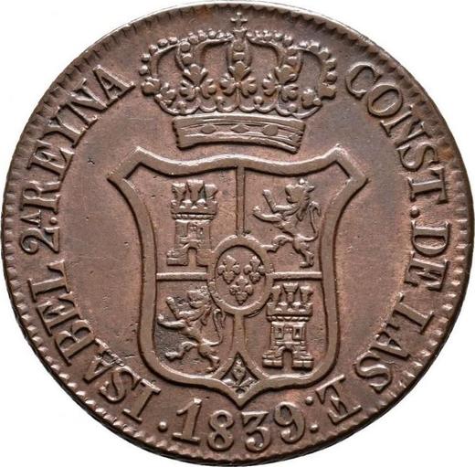 Obverse 6 Cuartos 1839 "Catalonia" -  Coin Value - Spain, Isabella II