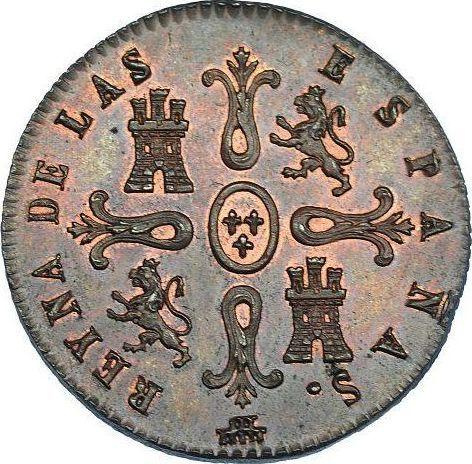 Реверс монеты - 8 мараведи 1843 года "Номинал на аверсе" - цена  монеты - Испания, Изабелла II