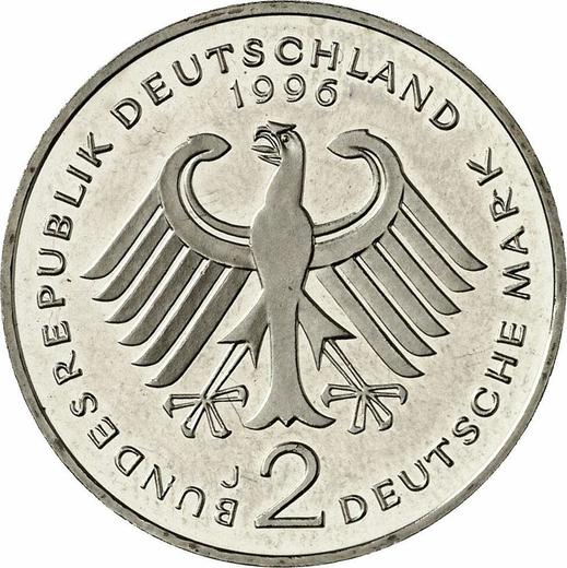 Reverso 2 marcos 1996 J "Ludwig Erhard" - valor de la moneda  - Alemania, RFA