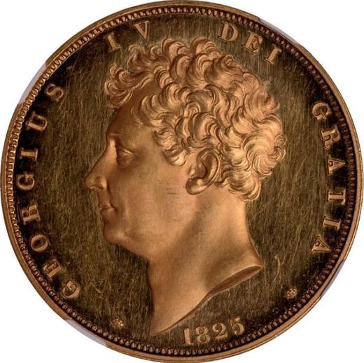 Аверс монеты - 1 крона 1825 года Позолоченная медь - цена  монеты - Великобритания, Георг IV