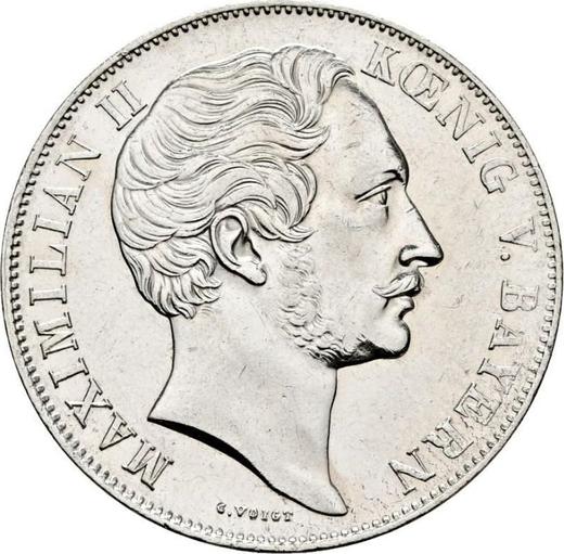 Awers monety - 2 guldeny 1849 - cena srebrnej monety - Bawaria, Maksymilian II