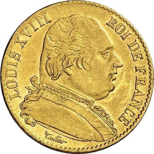 Obverse 20 Francs 1815 W "Type 1814-1815" Lille - France, Louis XVIII