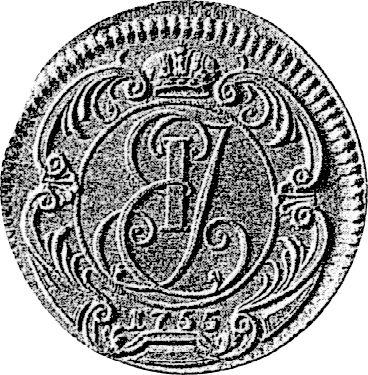 Anverso Prueba 1 kopek 1755 "Monograma de Isabel" Águila en el marco redondo - valor de la moneda  - Rusia, Isabel I