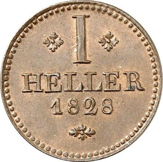 Rewers monety - 1 halerz 1828 - cena  monety - Hesja-Kassel, Wilhelm II