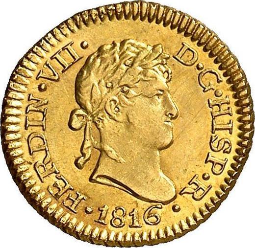 Awers monety - 1/2 escudo 1816 L JP - cena złotej monety - Peru, Ferdynand VII