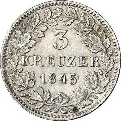 Реверс монеты - 3 крейцера 1845 года - цена серебряной монеты - Баден, Леопольд