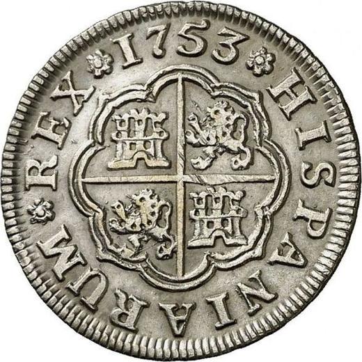 Rewers monety - 1 real 1753 S PJ - cena srebrnej monety - Hiszpania, Ferdynand VI