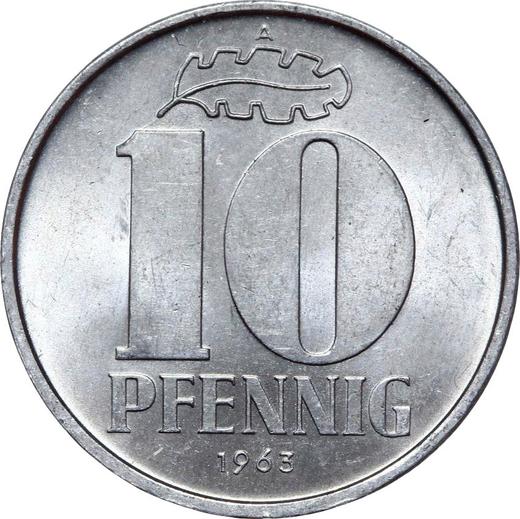 Аверс монеты - 10 пфеннигов 1963 года A - цена  монеты - Германия, ГДР