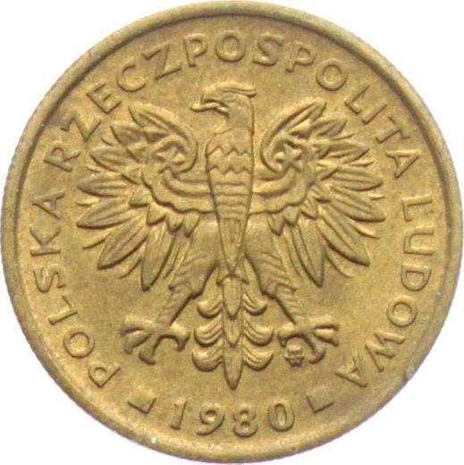 Аверс монеты - 2 злотых 1980 года MW - цена  монеты - Польша, Народная Республика