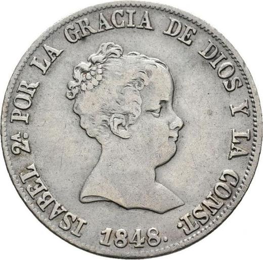 Avers 4 Reales 1848 M CL "Typ 1834-1849" - Silbermünze Wert - Spanien, Isabella II