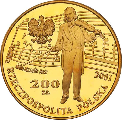 Awers monety - 200 złotych 2001 MW RK "XII Międzynarodowy Konkurs im. Henryka Wieniawskiego" - cena złotej monety - Polska, III RP po denominacji