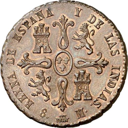 Реверс монеты - 8 мараведи 1836 года "Номинал на реверсе" - цена  монеты - Испания, Изабелла II