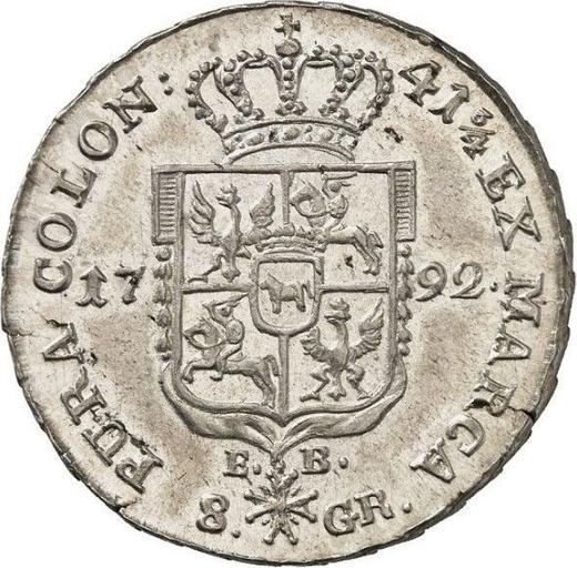 Reverso Dwuzłotówka (8 groszy) 1792 EB - valor de la moneda de plata - Polonia, Estanislao II Poniatowski