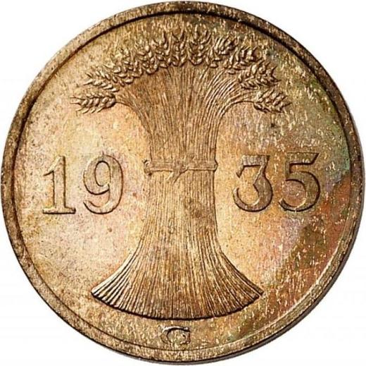 Реверс монеты - 1 рейхспфенниг 1935 года G - цена  монеты - Германия, Bеймарская республика