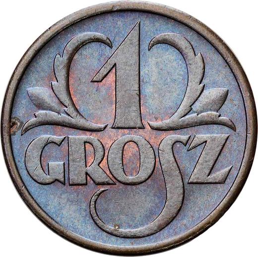 Реверс монеты - 1 грош 1938 года WJ - цена  монеты - Польша, II Республика