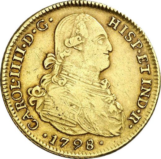 Аверс монеты - 4 эскудо 1798 года So DA - цена золотой монеты - Чили, Карл IV
