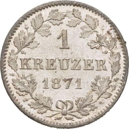 Реверс монеты - 1 крейцер 1871 года - цена серебряной монеты - Вюртемберг, Карл I