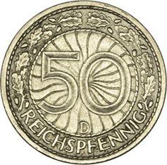 Реверс монеты - 50 рейхспфеннигов 1931 года D - цена  монеты - Германия, Bеймарская республика