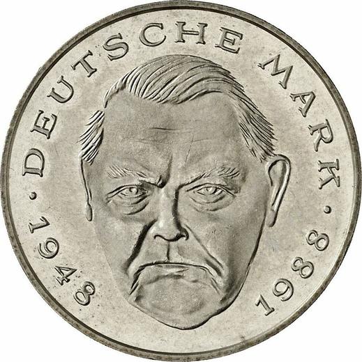 Anverso 2 marcos 1995 G "Ludwig Erhard" - valor de la moneda  - Alemania, RFA