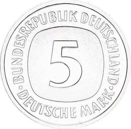 Anverso 5 marcos 2001 D - valor de la moneda  - Alemania, RFA