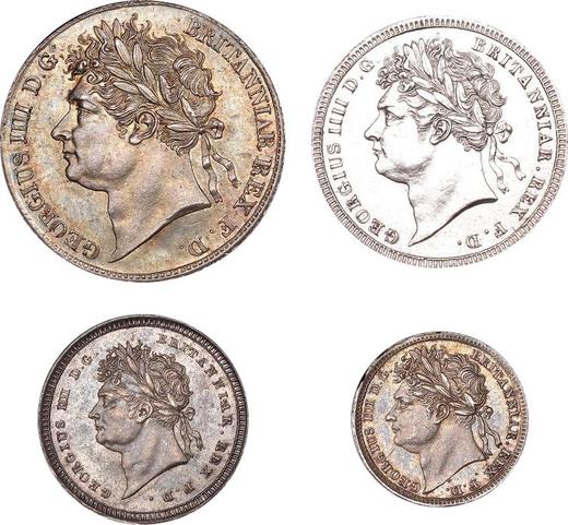 Аверс монеты - Набор монет 1828 года "Монди" - цена серебряной монеты - Великобритания, Георг IV