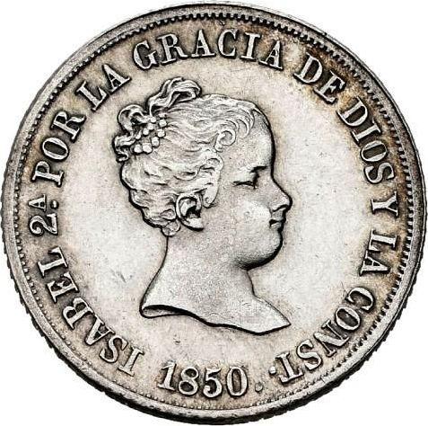 Аверс монеты - 2 реала 1850 года S RD - цена серебряной монеты - Испания, Изабелла II