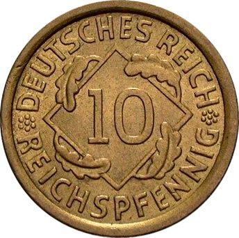 Аверс монеты - 10 рейхспфеннигов 1935 года J - цена  монеты - Германия, Bеймарская республика