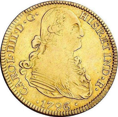 Аверс монеты - 4 эскудо 1796 года Mo FM - цена золотой монеты - Мексика, Карл IV