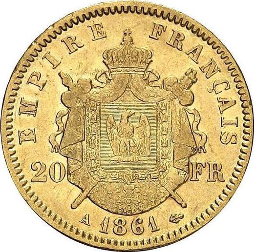 Reverse 20 Francs 1861 A "Type 1861-1870" Paris - France, Napoleon III