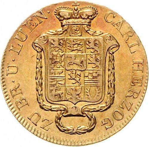 Аверс монеты - 5 талеров 1825 года CvC - цена золотой монеты - Брауншвейг-Вольфенбюттель, Карл II