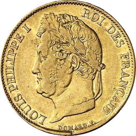 Anverso 20 francos 1837 W "Tipo 1832-1848" Lila - valor de la moneda de oro - Francia, Luis Felipe I